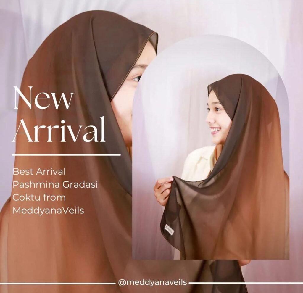 Pashmina Gradasi Premium Warna Coklat Dan Cream Meddyanaveils