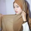 Pashmina Gradasi Premium Warna Coklat Dan Cream Meddyanaveils